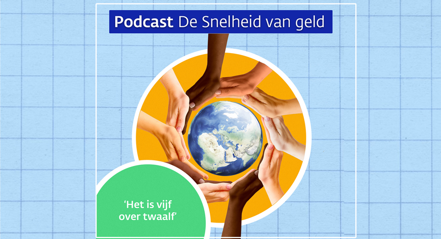 Thumbnail bij aflevering 5 van de DNB podcast, de snelheid van geld.