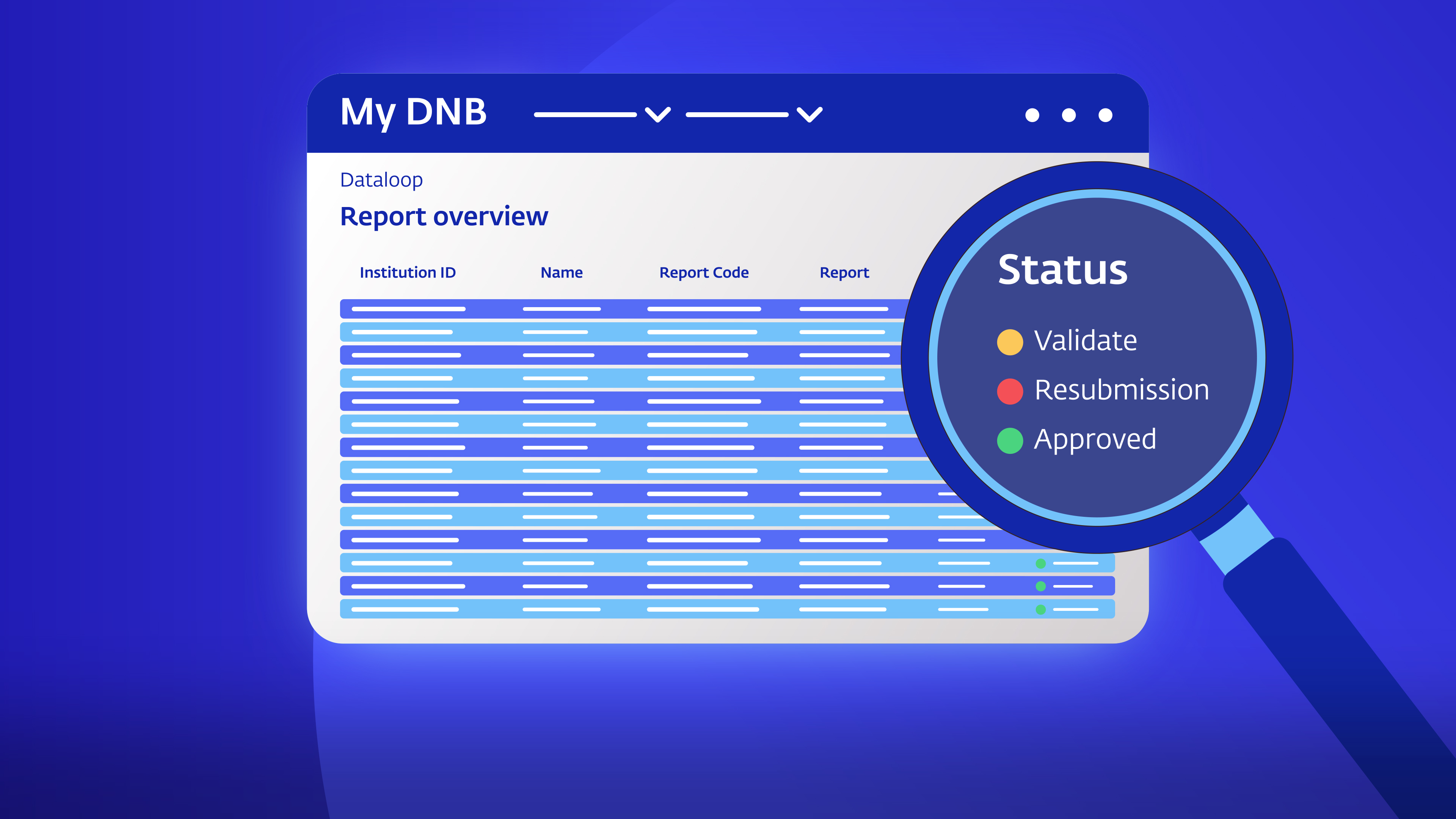 Screenshot from the report overview page in My DNB.