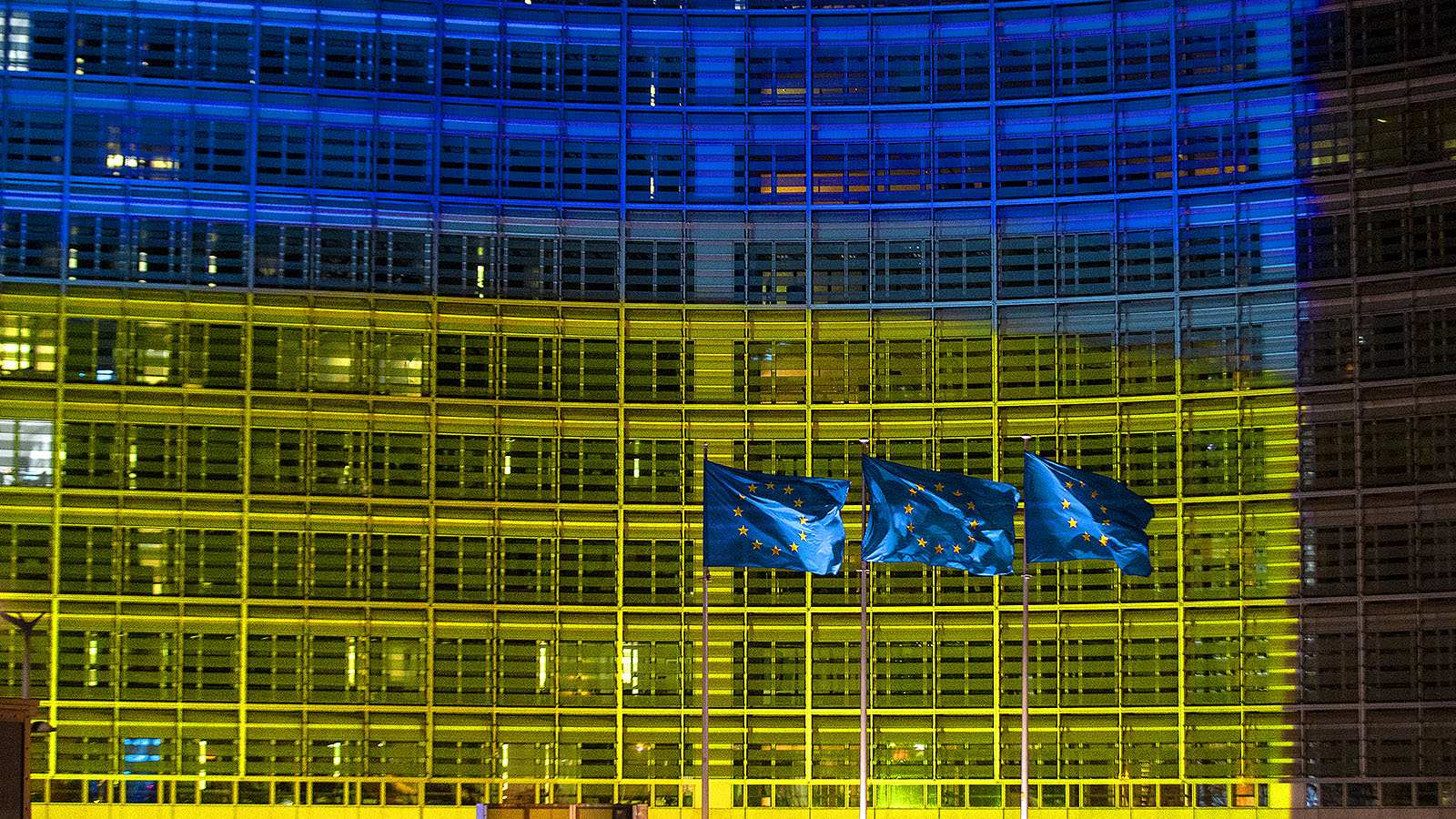Kleuren Oekraine op gebouw