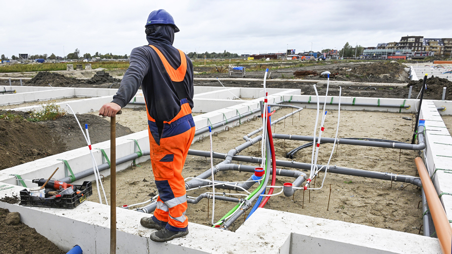 Bouwvakker op bouwplaats