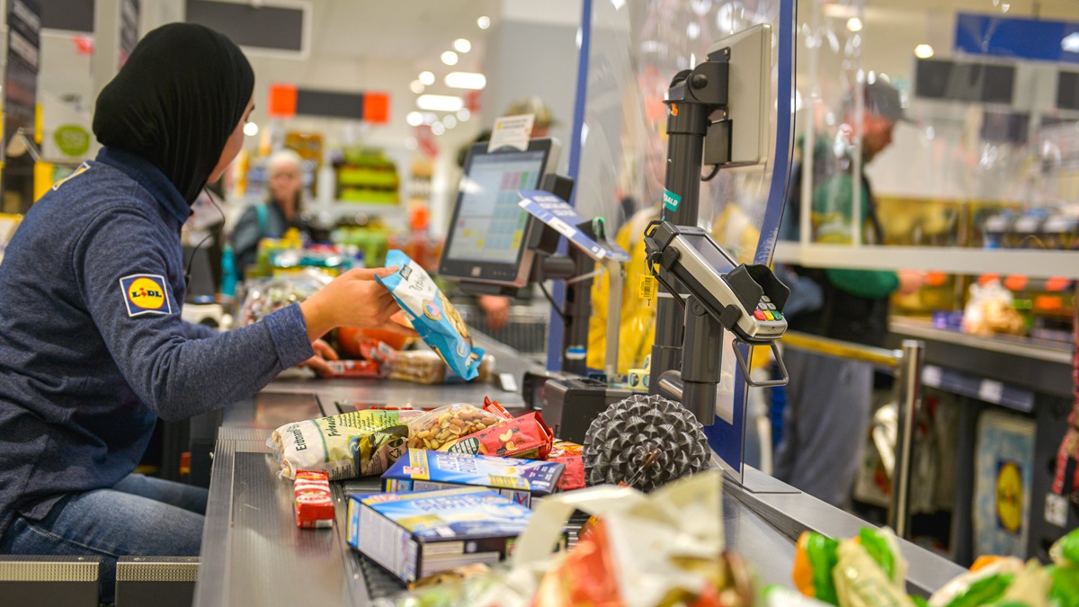 Scannen en  betalen aan de kassa