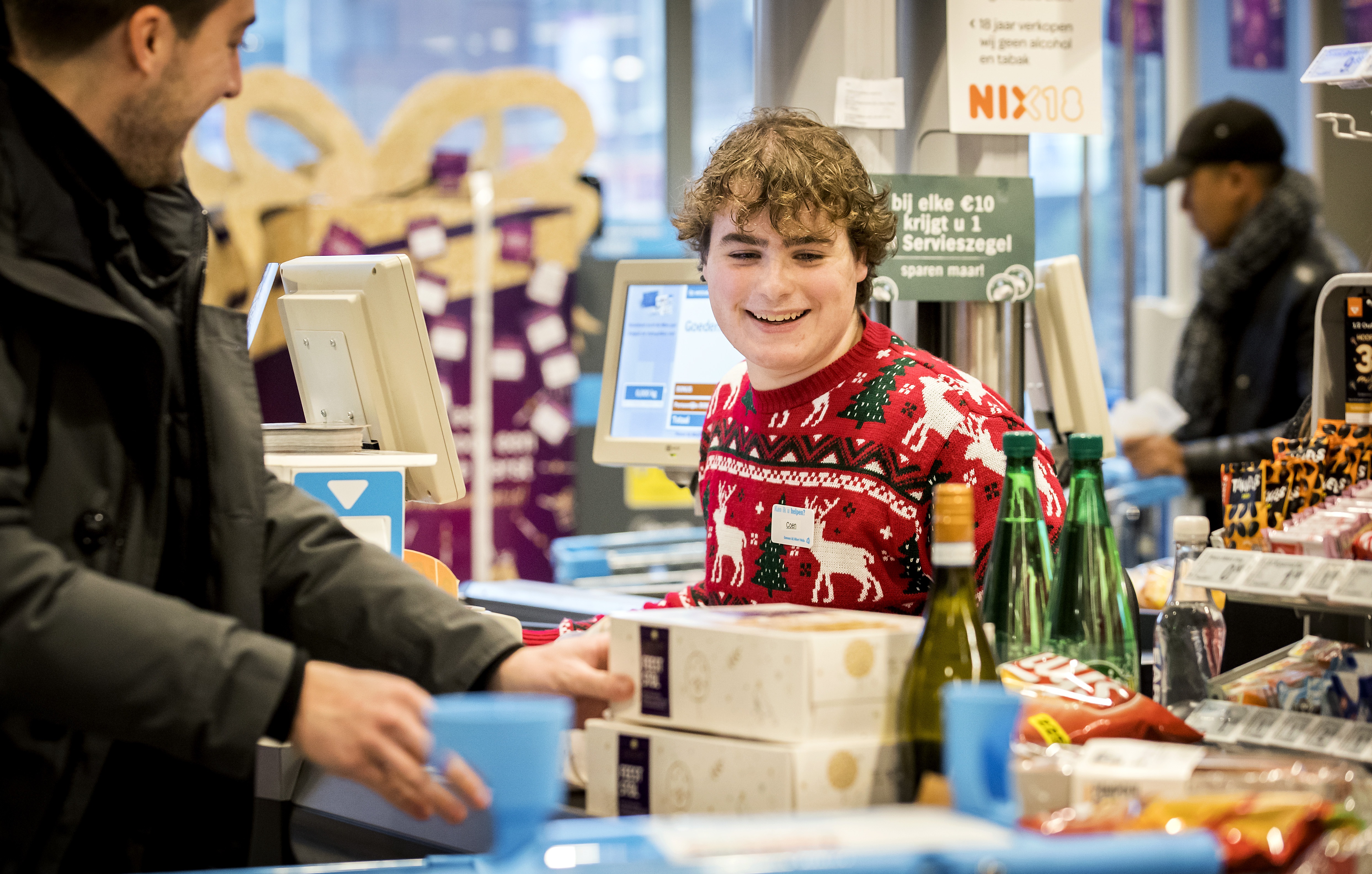 Supermark kassa met Kerst