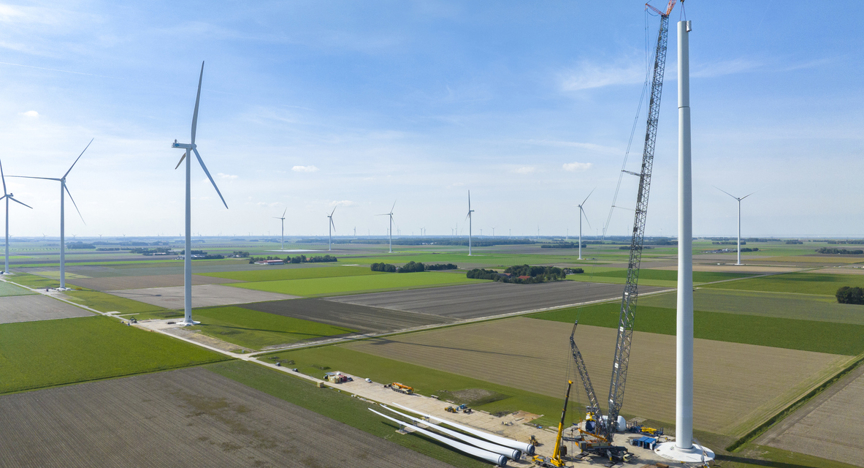 Een voorbeeld van duurzaam beleggen, een windmolenpark.
