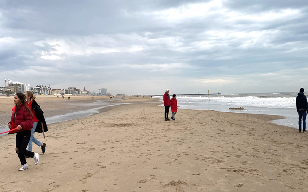 Een aantal mensen op het strand