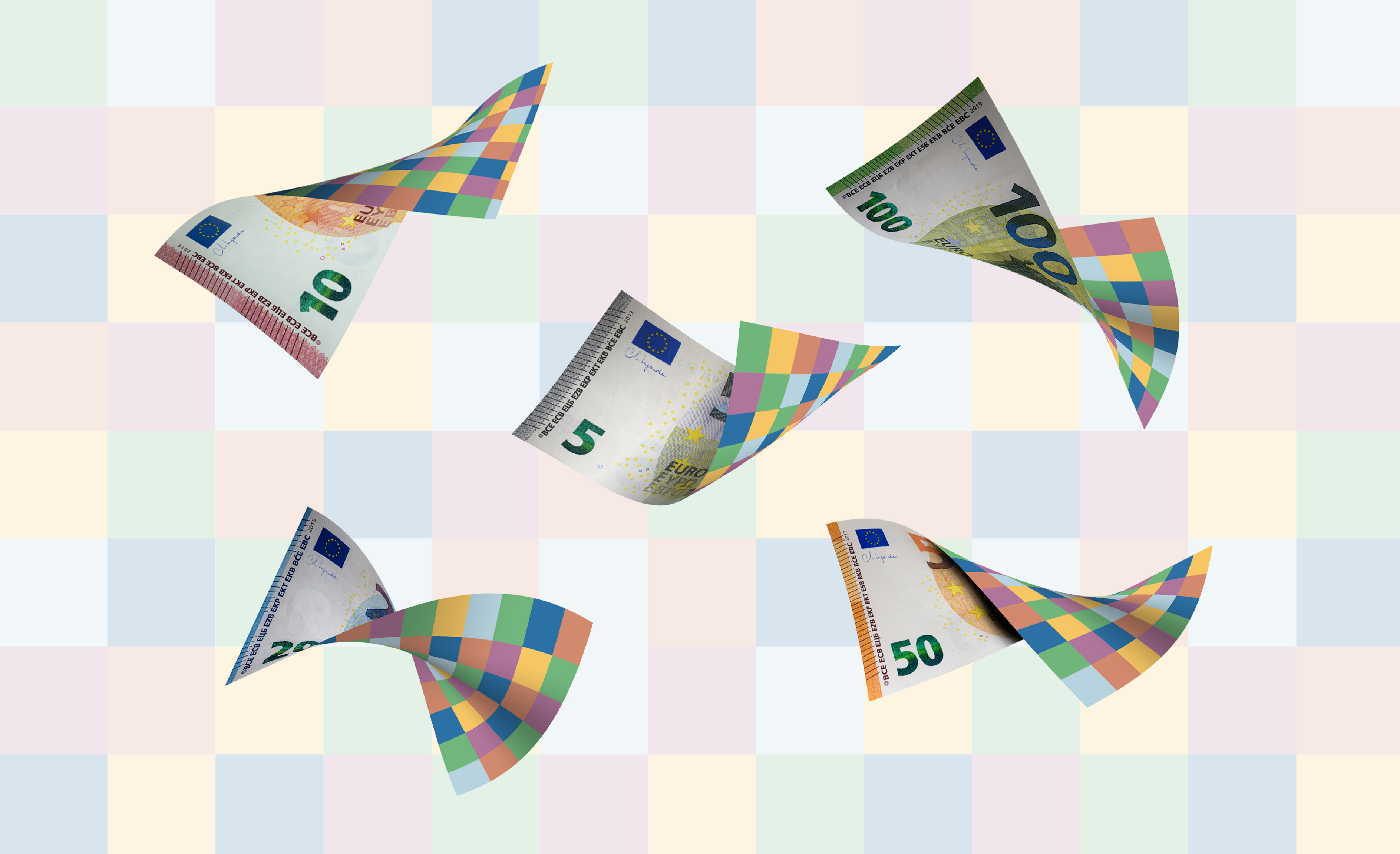 Een animatie van Eurobankbiljetten