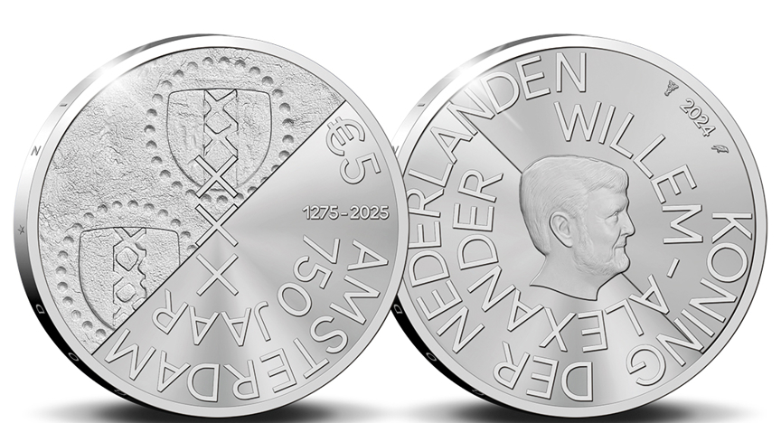 Verzamelaarsmunt ter ere van 750 jaar Amsterdam.