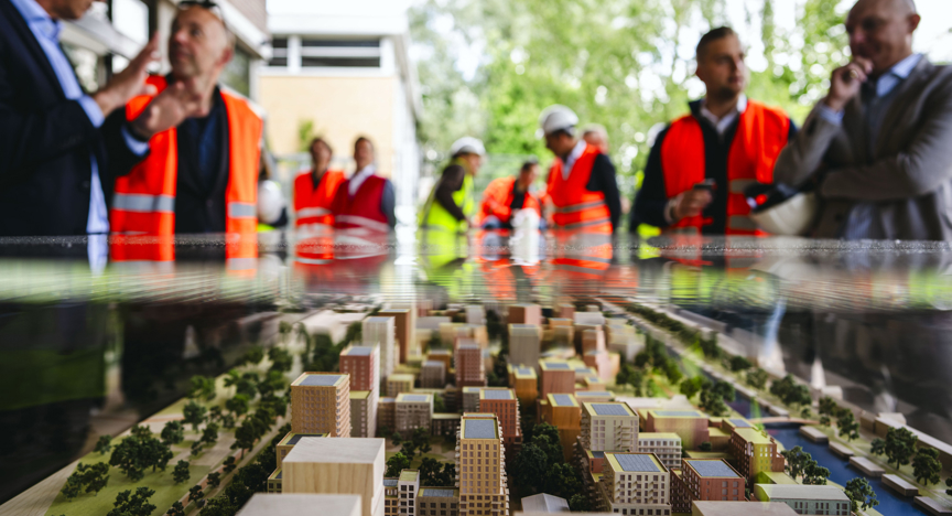 Maquette van de nieuwbouwwijk Merwede in Utrecht
